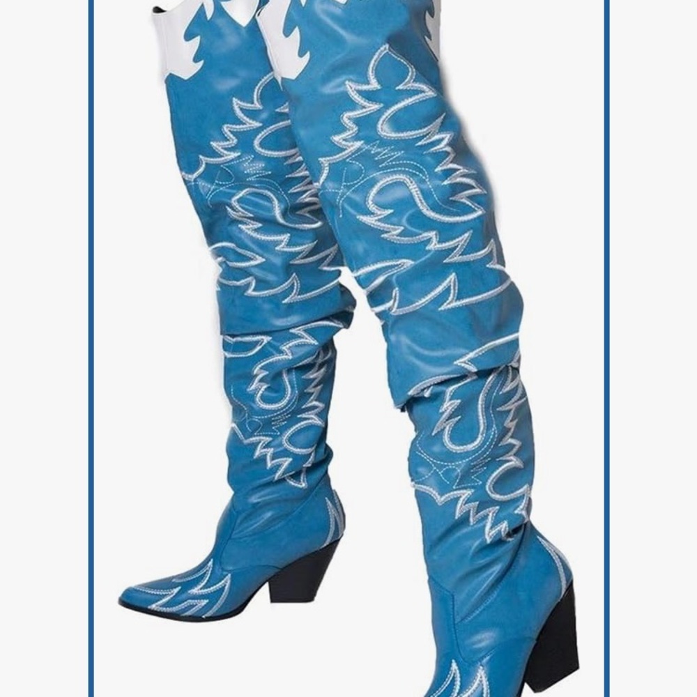 Blue Western-Style Women's Boots